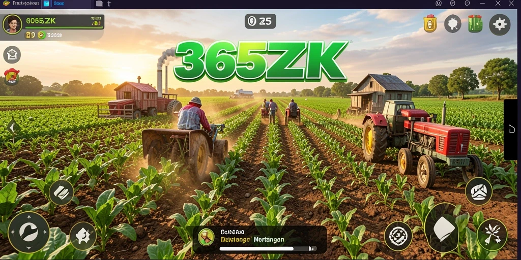 Tangkapan layar gameplay 365ZK menampilkan aktivitas bertani yang seru.