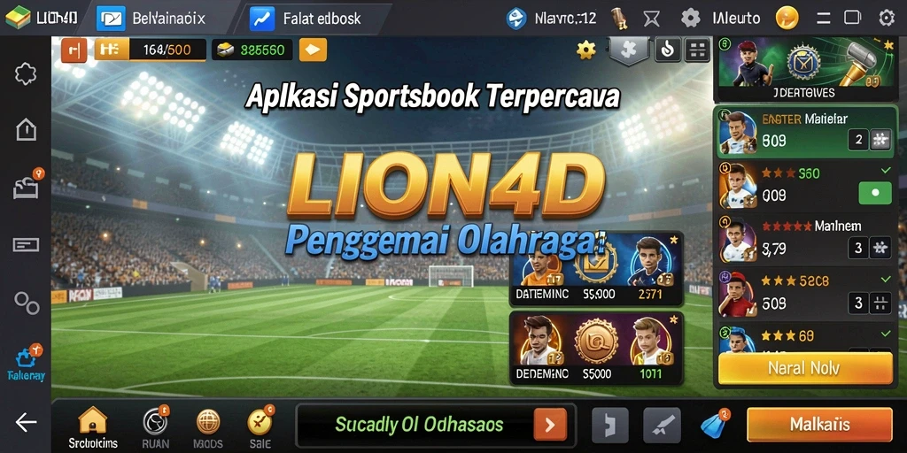 Tampilan gameplay LION4D saat melakukan taruhan olahraga.