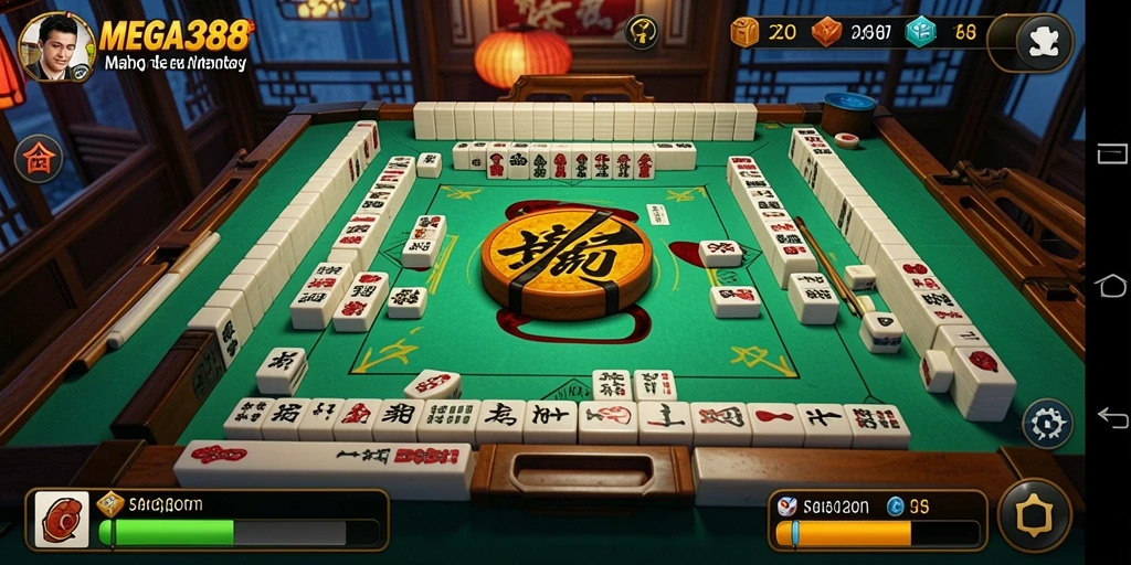 Screenshot MEGA388 menampilkan gameplay Mahjong yang seru dan menantang.