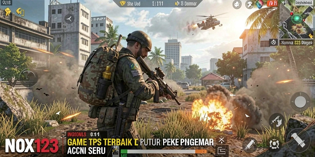 Tampilan gameplay seru NOX123 dengan aksi yang mendebarkan di lapangan tempur.