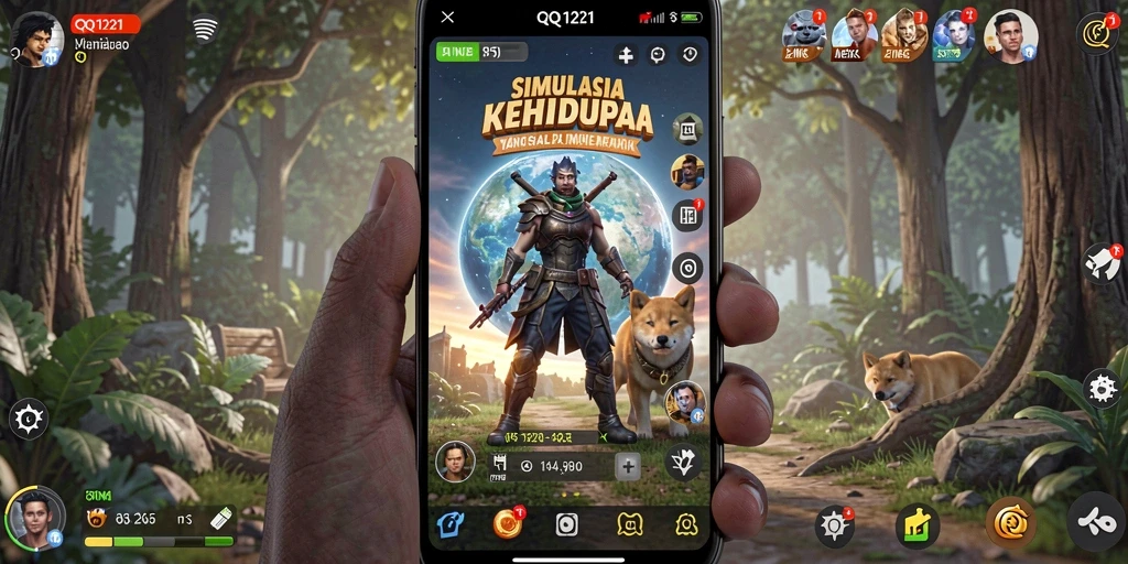 Screenshot gameplay menunjukkan karakter berinteraksi dalam dunia simulasi yang kaya.