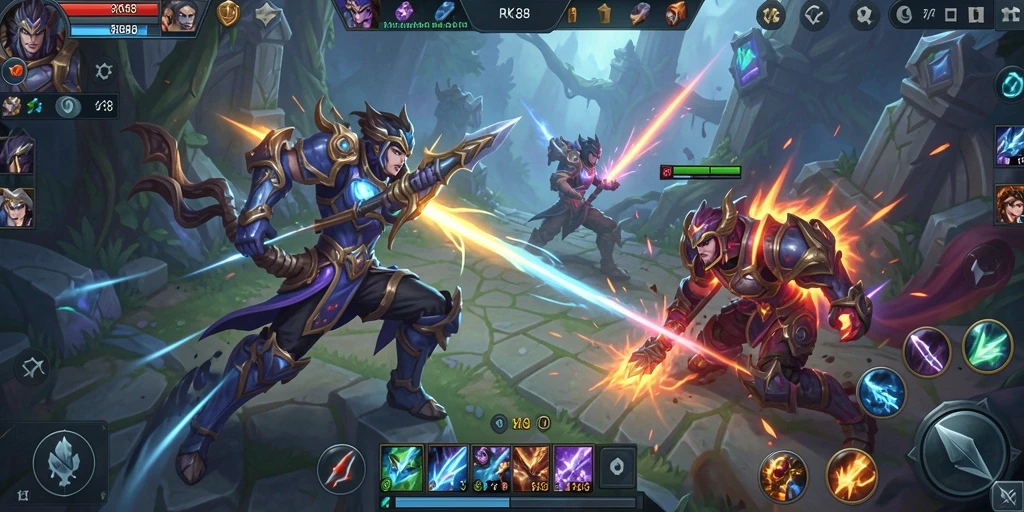 Tampilan aksi seru dalam game MOBA RK88.