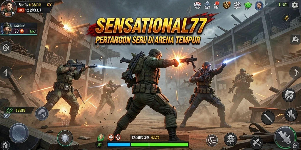 Screenshot utama SENSATIONAL77 menunjukkan pertarungan seru antar karakter.