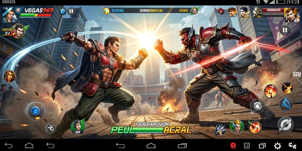 Screenshot utama VEGAS969 menampilkan pertarungan aksi yang menegangkan.