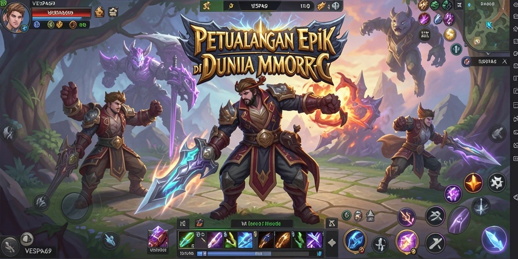 Tampilan utama gameplay VESPA69 yang menampilkan petualangan MMORPG.