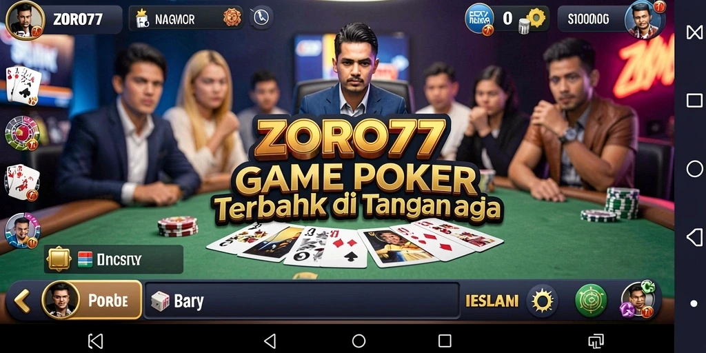 Tampilan gameplay ZORO77 saat pertandingan poker berlangsung.